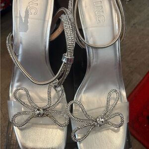 INC International Concepts Metallic Sandals with Rhinestone Bows